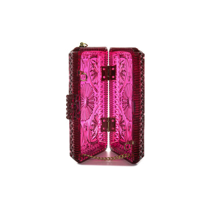 Hand Carved Rectangle Clutch Deep Purple
