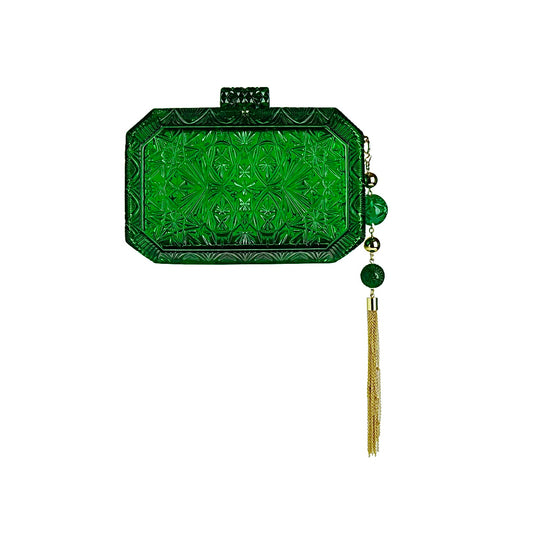 [MADE-TO-ORDER] Wide Octagon Clutch Emerald Green
