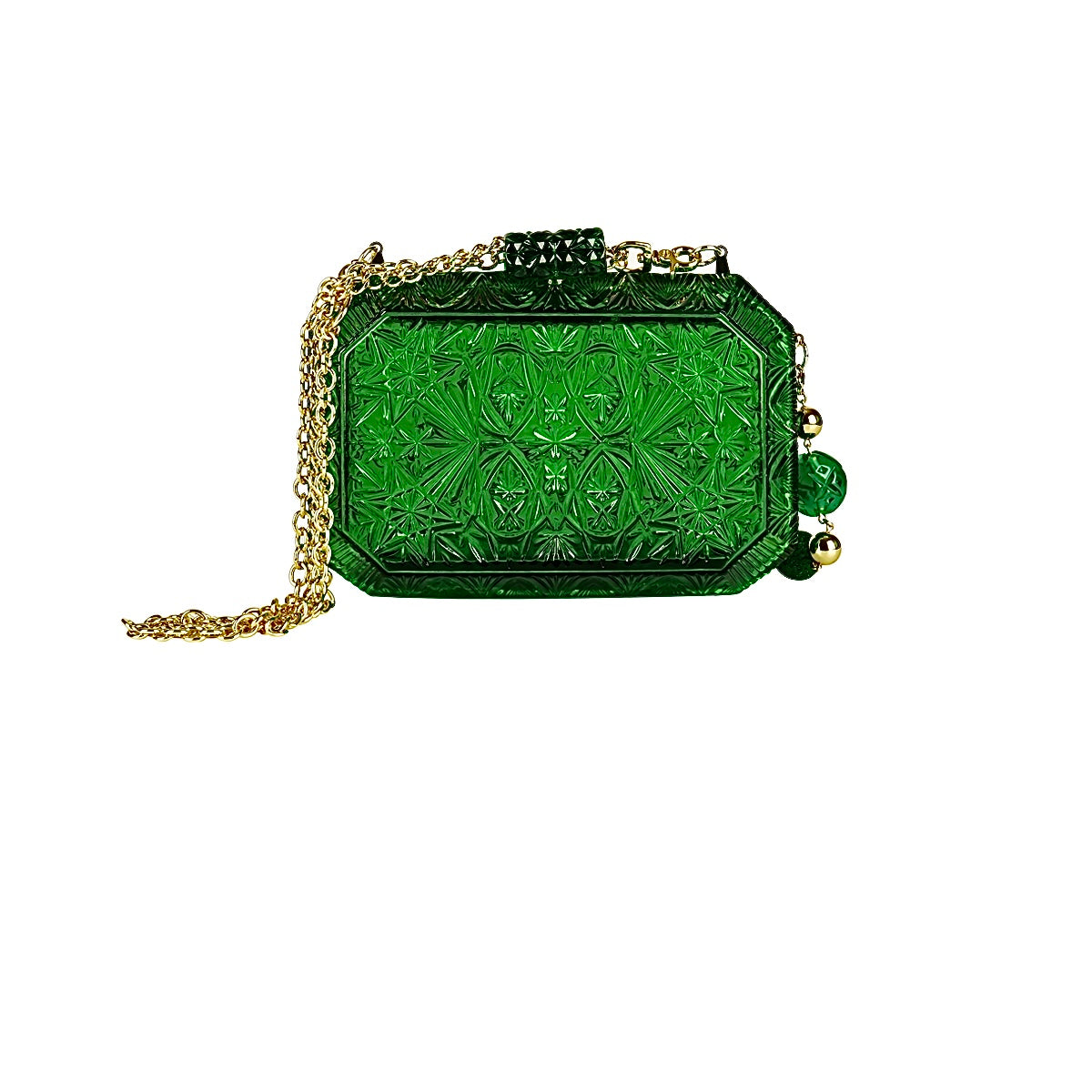 [MADE-TO-ORDER] Wide Octagon Clutch Emerald Green