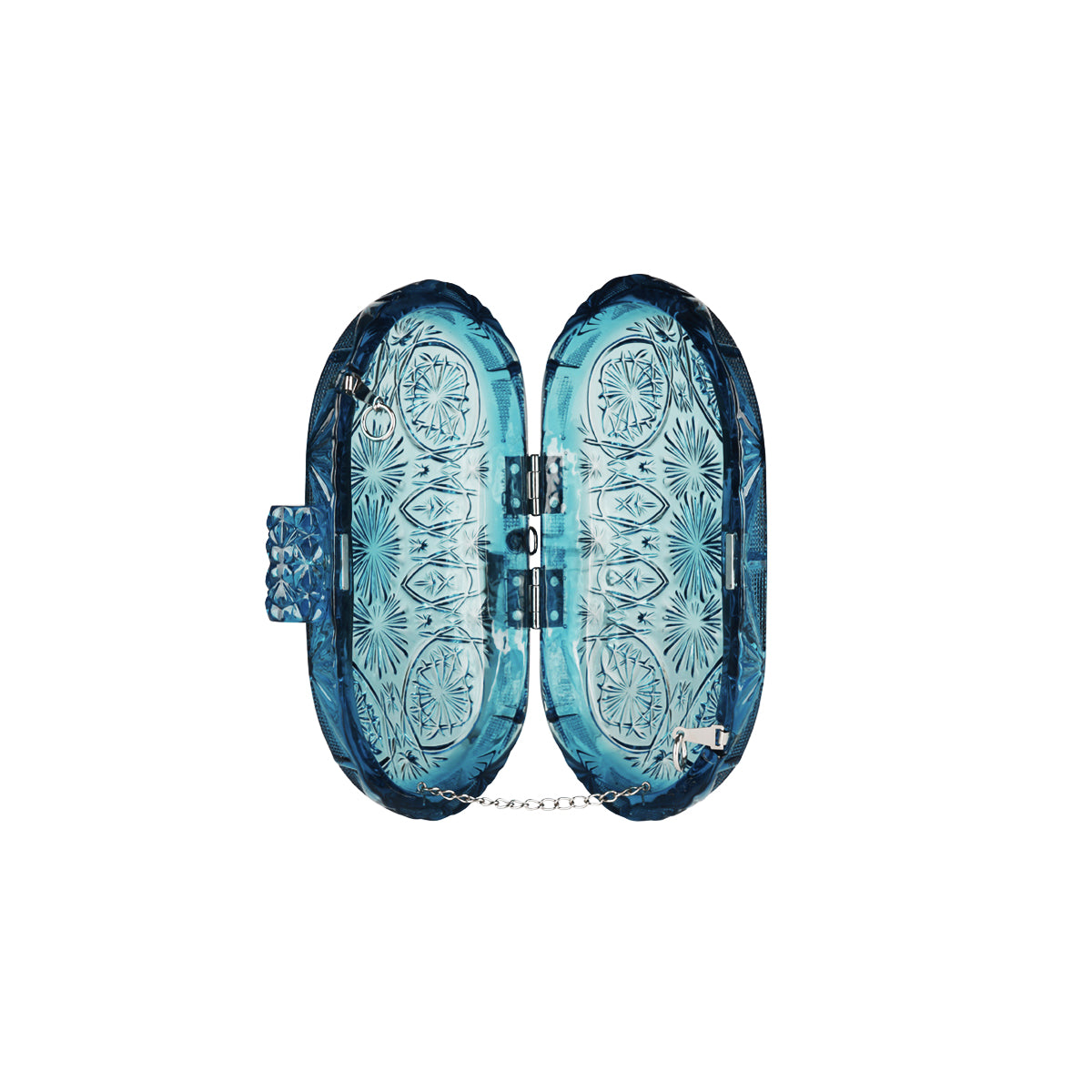 Hand Carved Oval Clutch Indigo