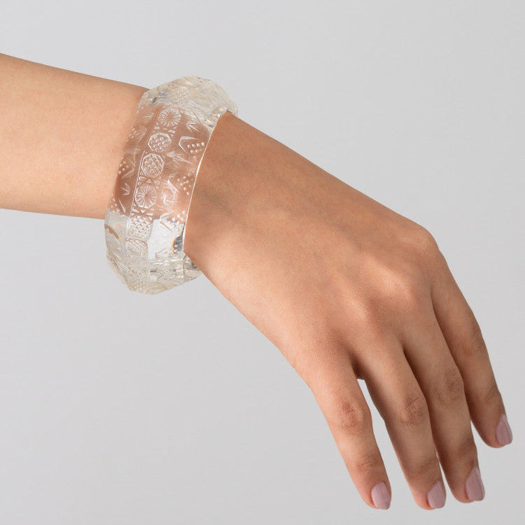 BESTSELLER Etched Octagon Bangle Vintage Clear