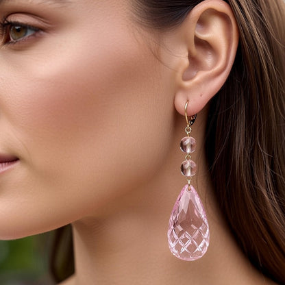 Etched Teardrop Earrings Rosé