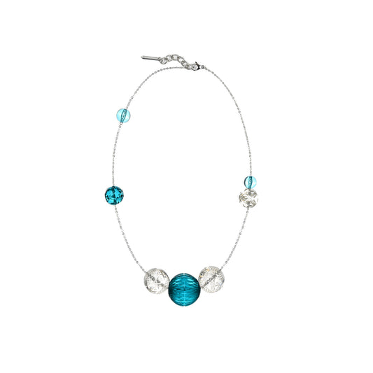 30% OFF Random Sphere Necklace Aqua & Clear