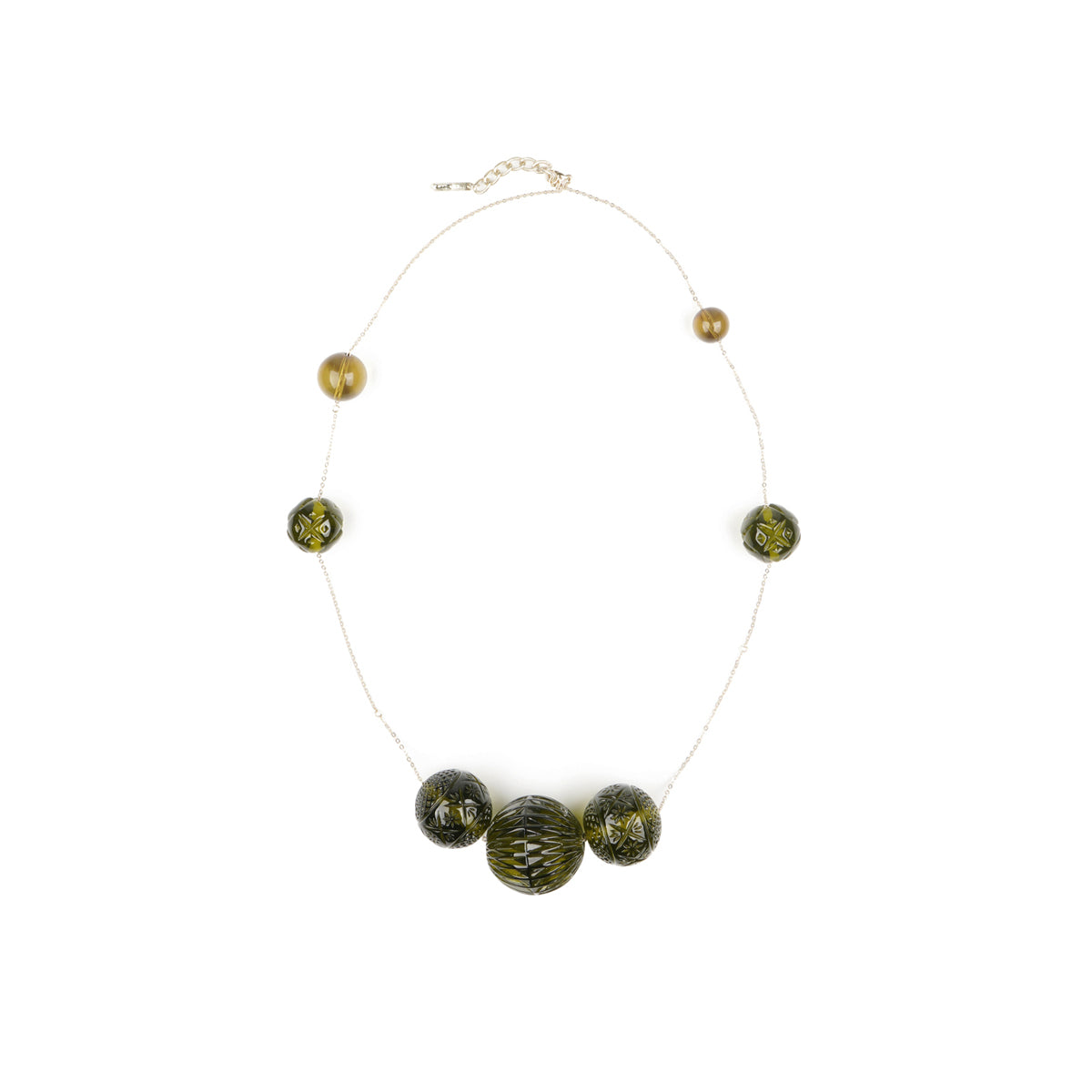 Long Random Sphere Necklace Olive – DOUGLASPOON