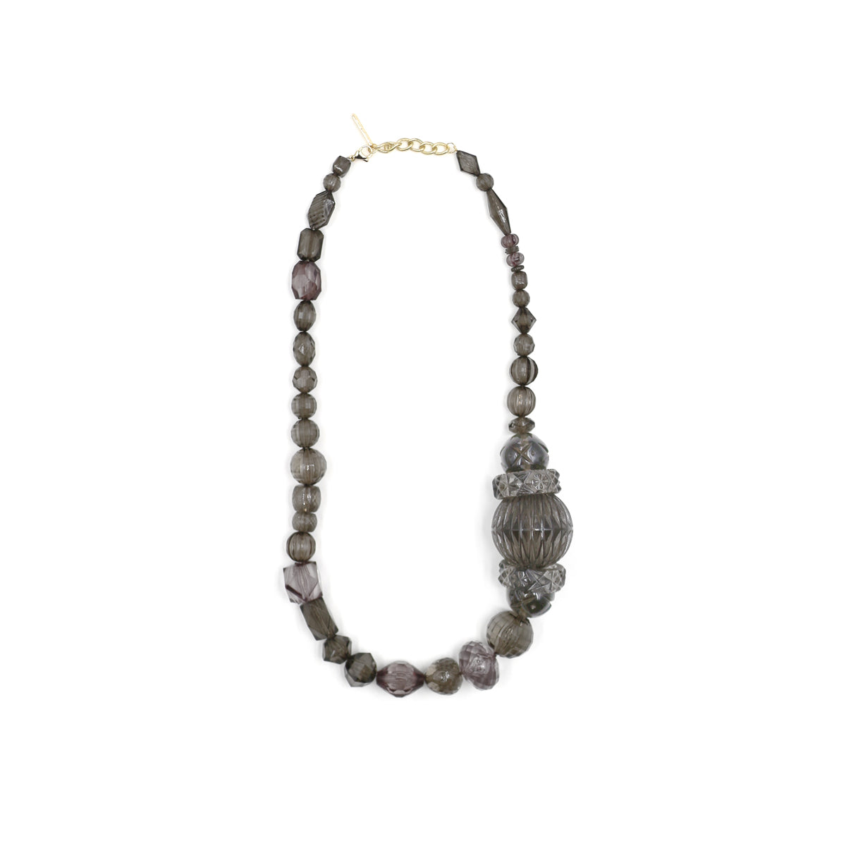 [FINAL SALE 40% OFF] Long Etched Necklace Dark Grey