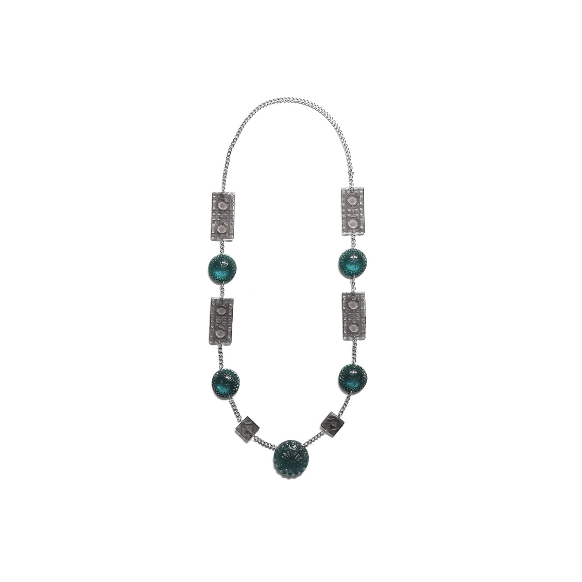 30% OFF Extra Long Square & Disc Necklace Indigo & Grey