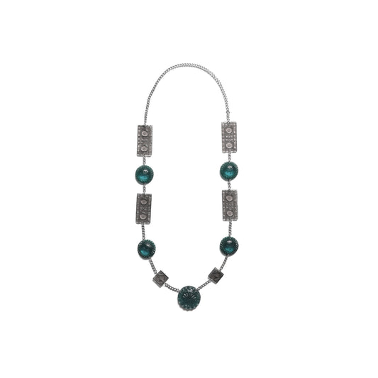 30% OFF Extra Long Square & Disc Necklace Indigo & Grey