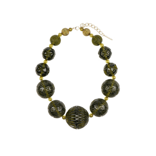 Statement Sphere Necklace Olive