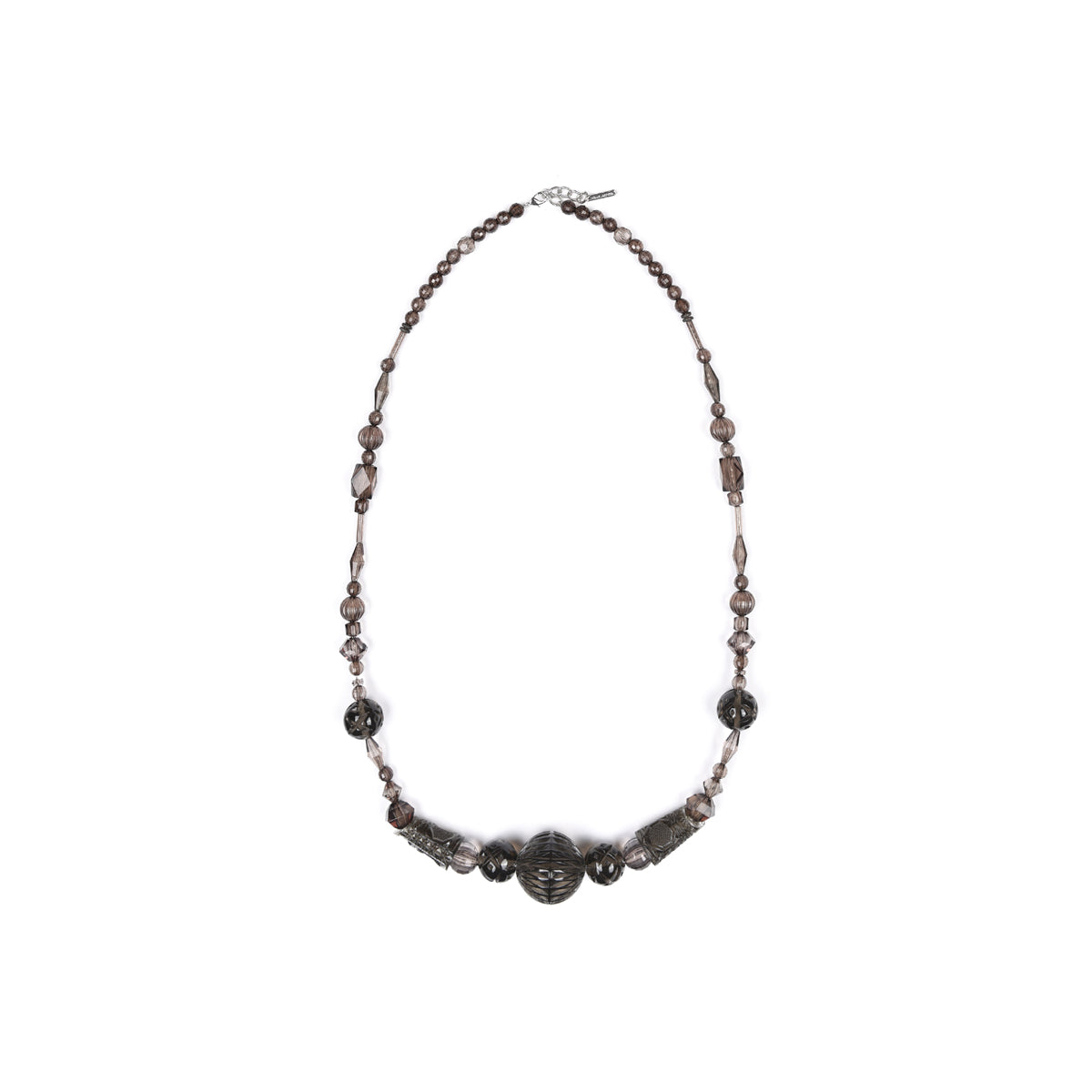 [FINAL SALE 40% OFF] Long Multi Shaped Necklace Dark Grey