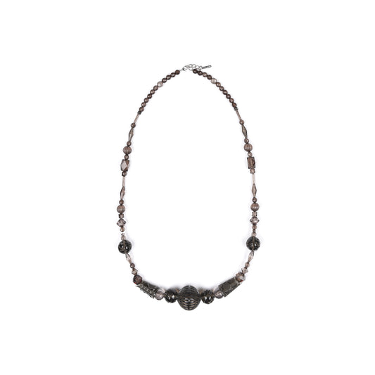 [FINAL SALE 40% OFF] Long Multi Shaped Necklace Dark Grey