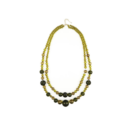 Beaded Layer Necklace Olive
