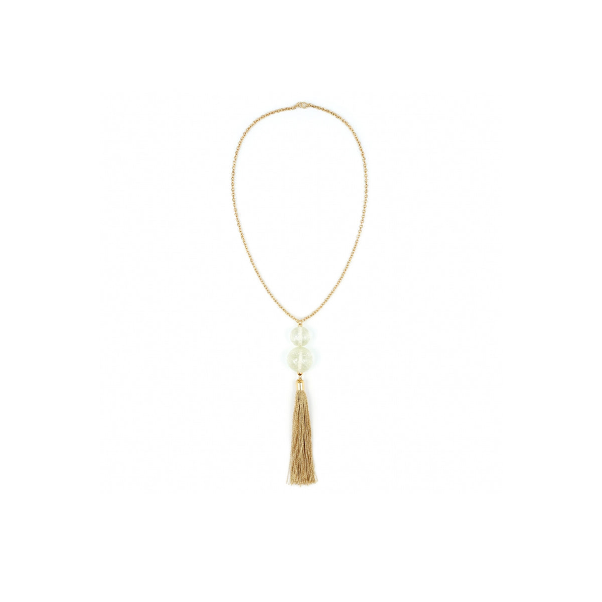 BESTSELLER Dual Ball Long Tassel Necklace Vintage Clear