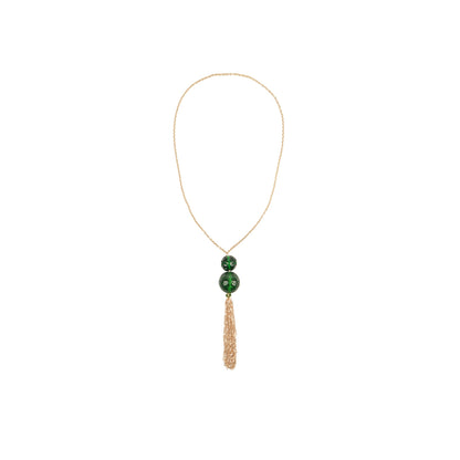 BESTSELLER Dual Ball Long Tassel Necklace Emerald Green