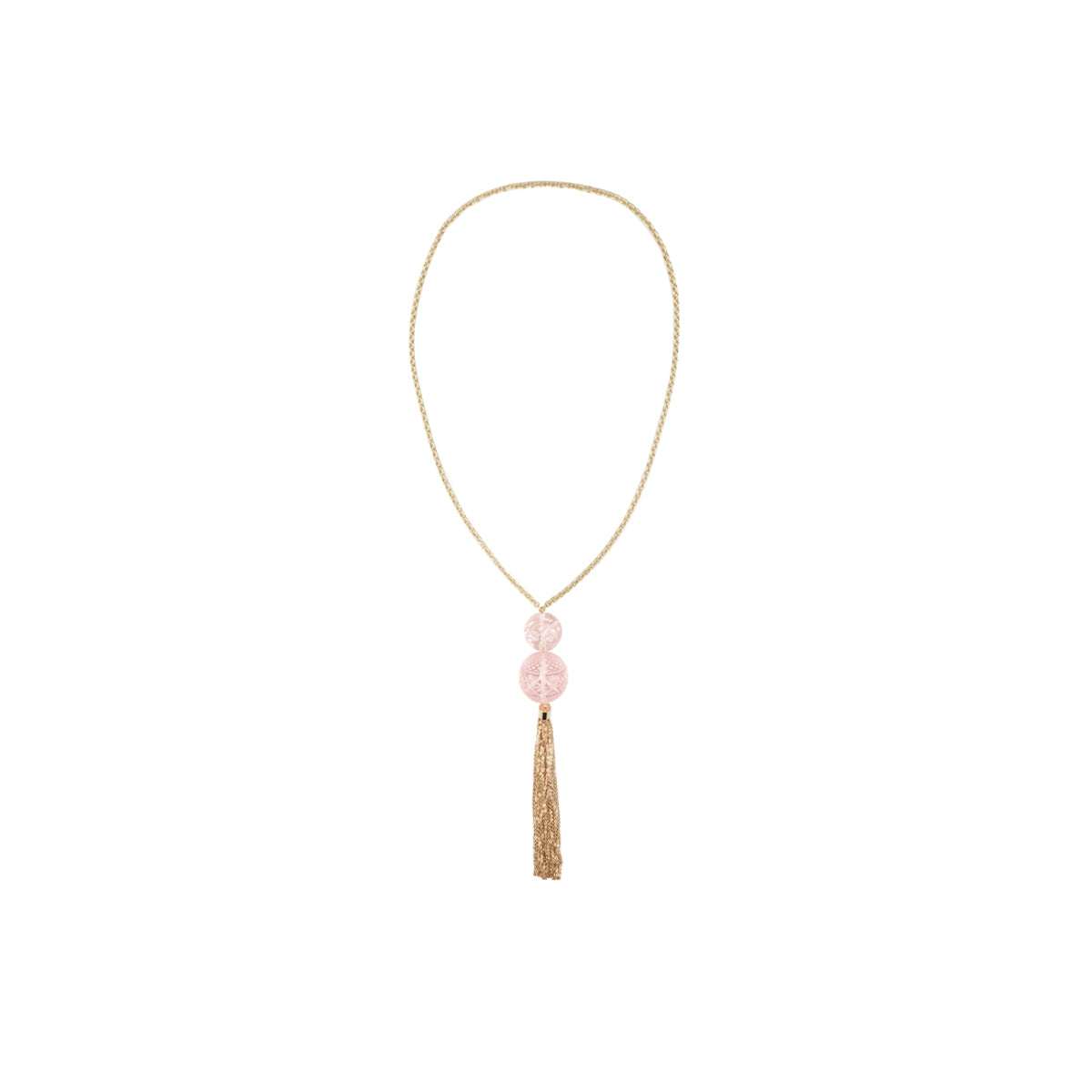 BESTSELLER Dual Ball Long Tassel Necklace Rosé