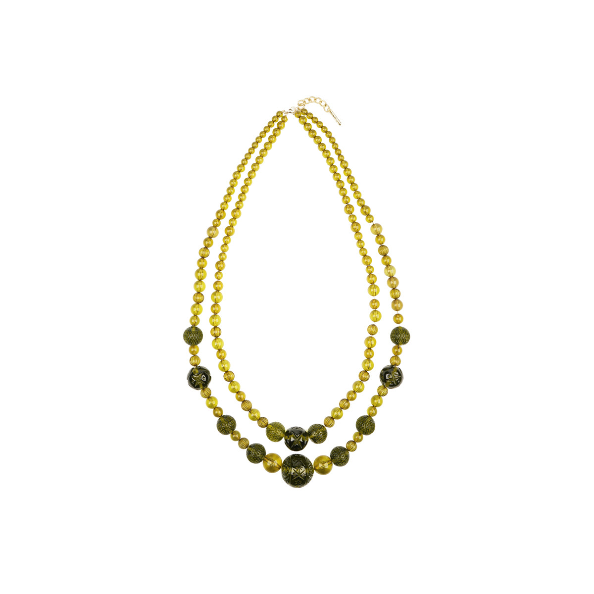 Long Layered Necklace Olive