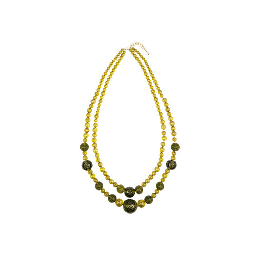 Long Layered Necklace Olive