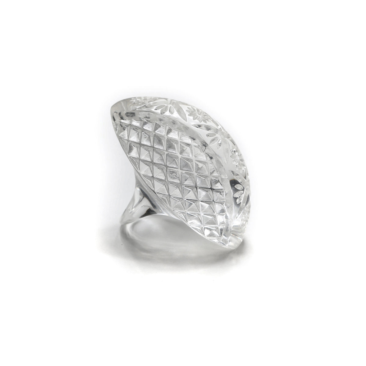 Etched Oval Ring Vintage Clear