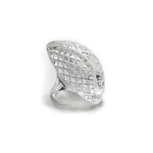 Etched Oval Ring Vintage Clear