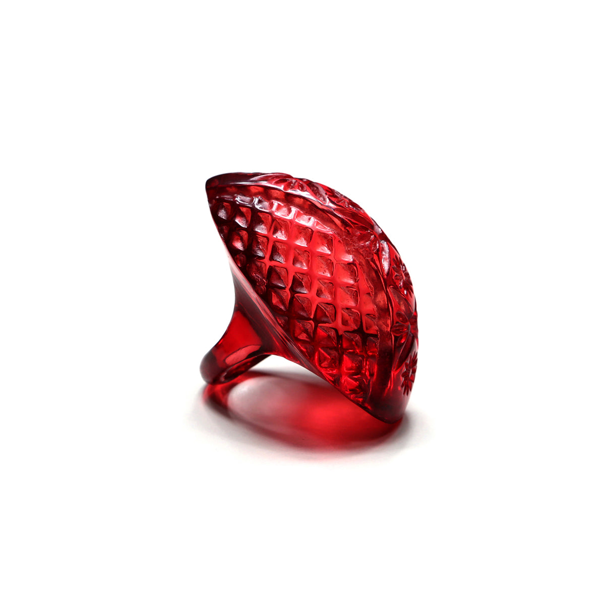 Etched Oval Ring Burgundy