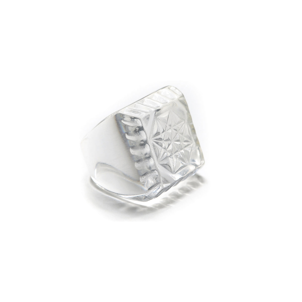 Etched Square Ring Vintage Clear