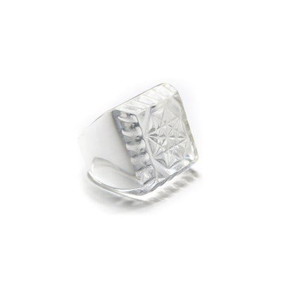 Etched Square Ring Vintage Clear