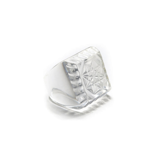 Etched Square Ring Vintage Clear