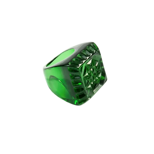 Etched Square Ring Emerald Green