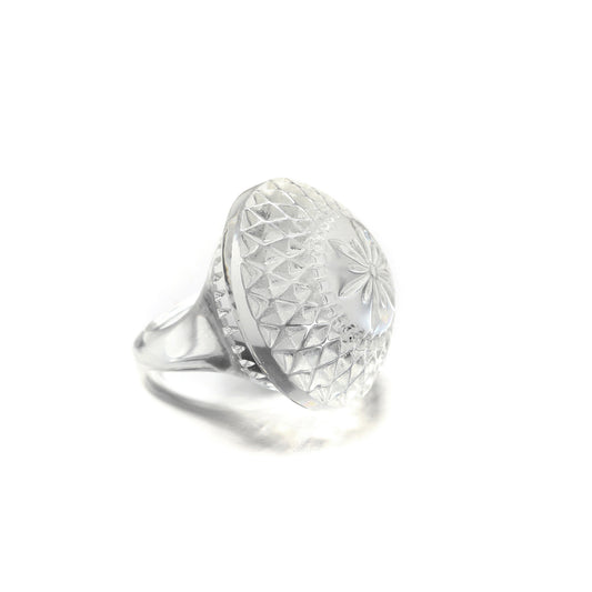 Etched Circle Ring Vintage Clear