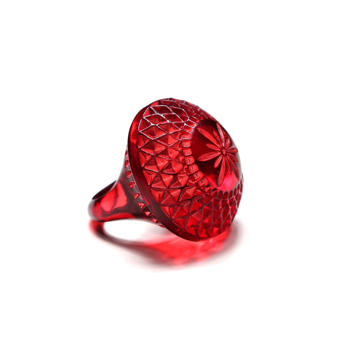 Etched Circle Ring Burgundy