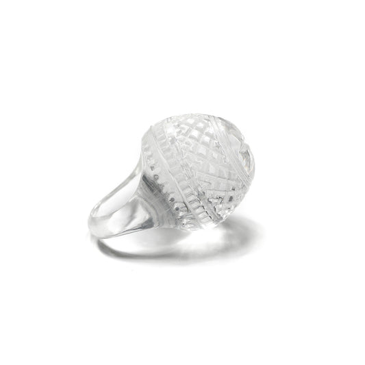 Etched Dome Ring Vintage Clear
