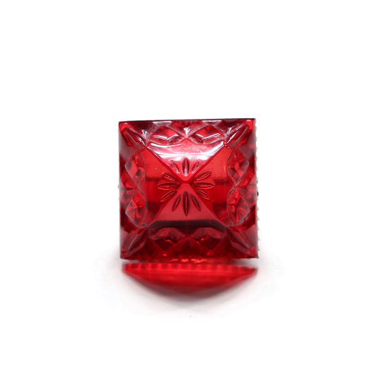 Carved Square Ring Burgundy