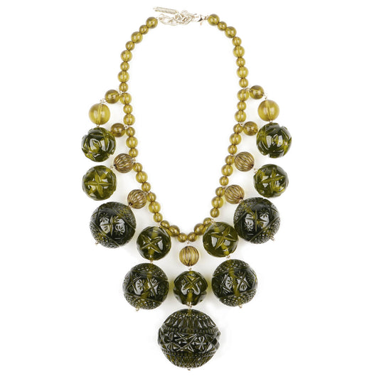 NEW IN Crystalline Bib Necklace Olive