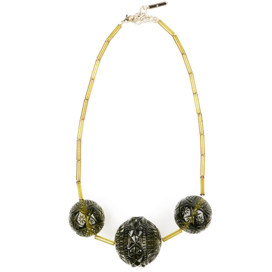 NEW IN Triple Sphere Necklace Olive
