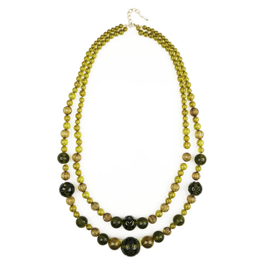 NEW IN Beaded Layer Necklace Olive