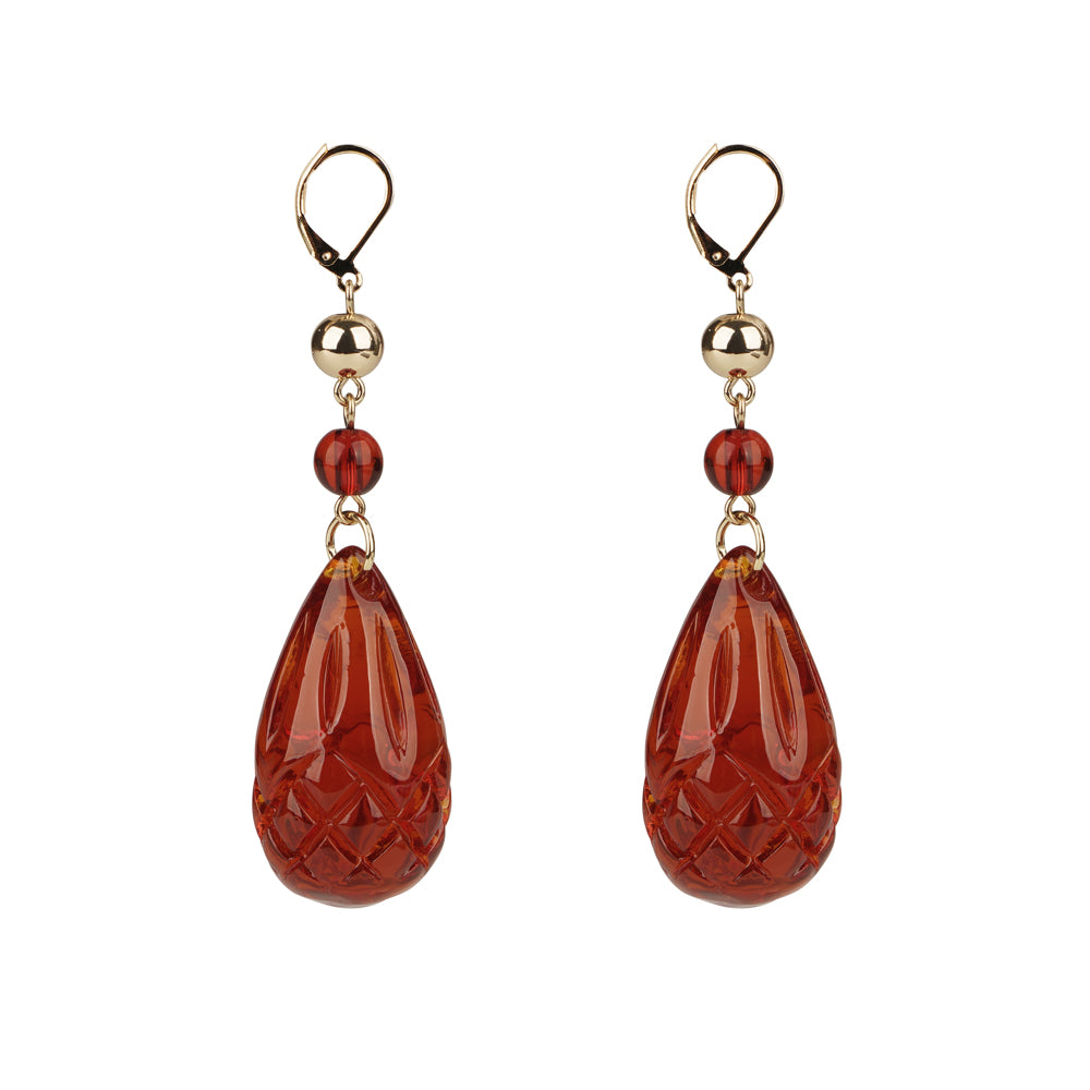 [SAMPLE SALE] Etched Teardrop Earrings Amber