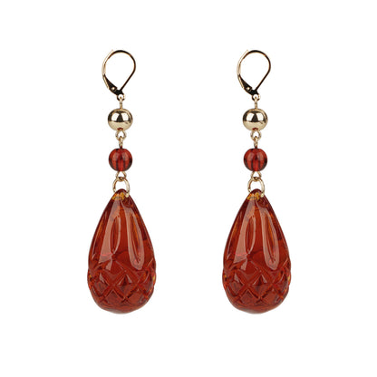 [SAMPLE SALE] Etched Teardrop Earrings Amber