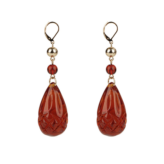 [SAMPLE SALE] Etched Teardrop Earrings Amber