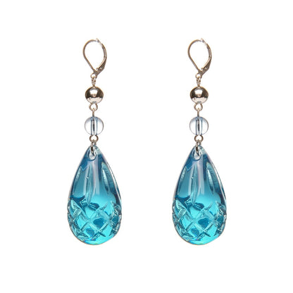 Etched Teardrop Earrings Aqua