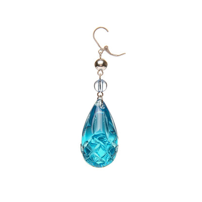 Etched Teardrop Earrings Aqua