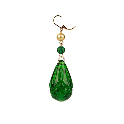 Etched Teardrop Earrings Emerald Green