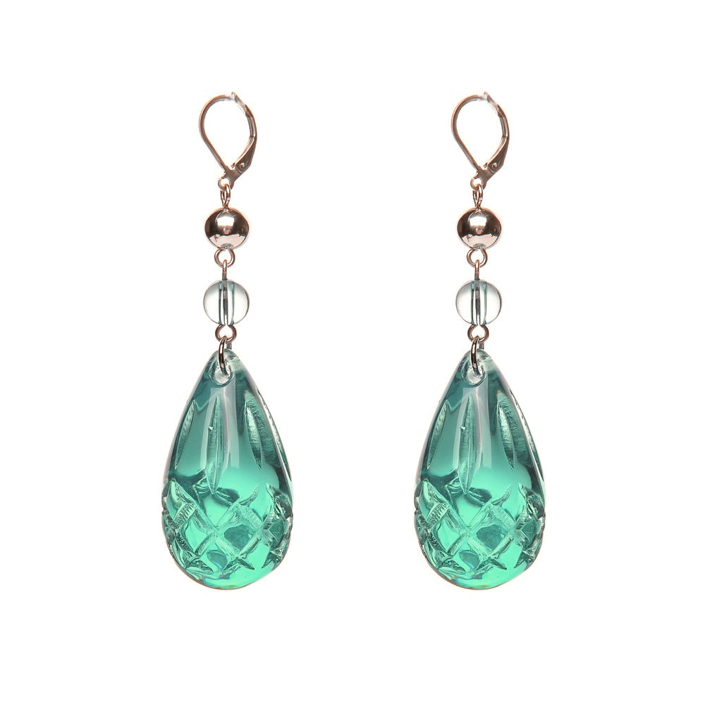 Etched Teardrop Earrings Turquoise