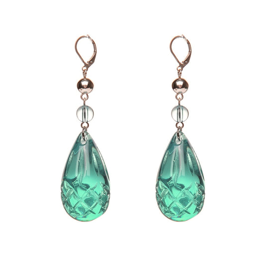 Etched Teardrop Earrings Turquoise