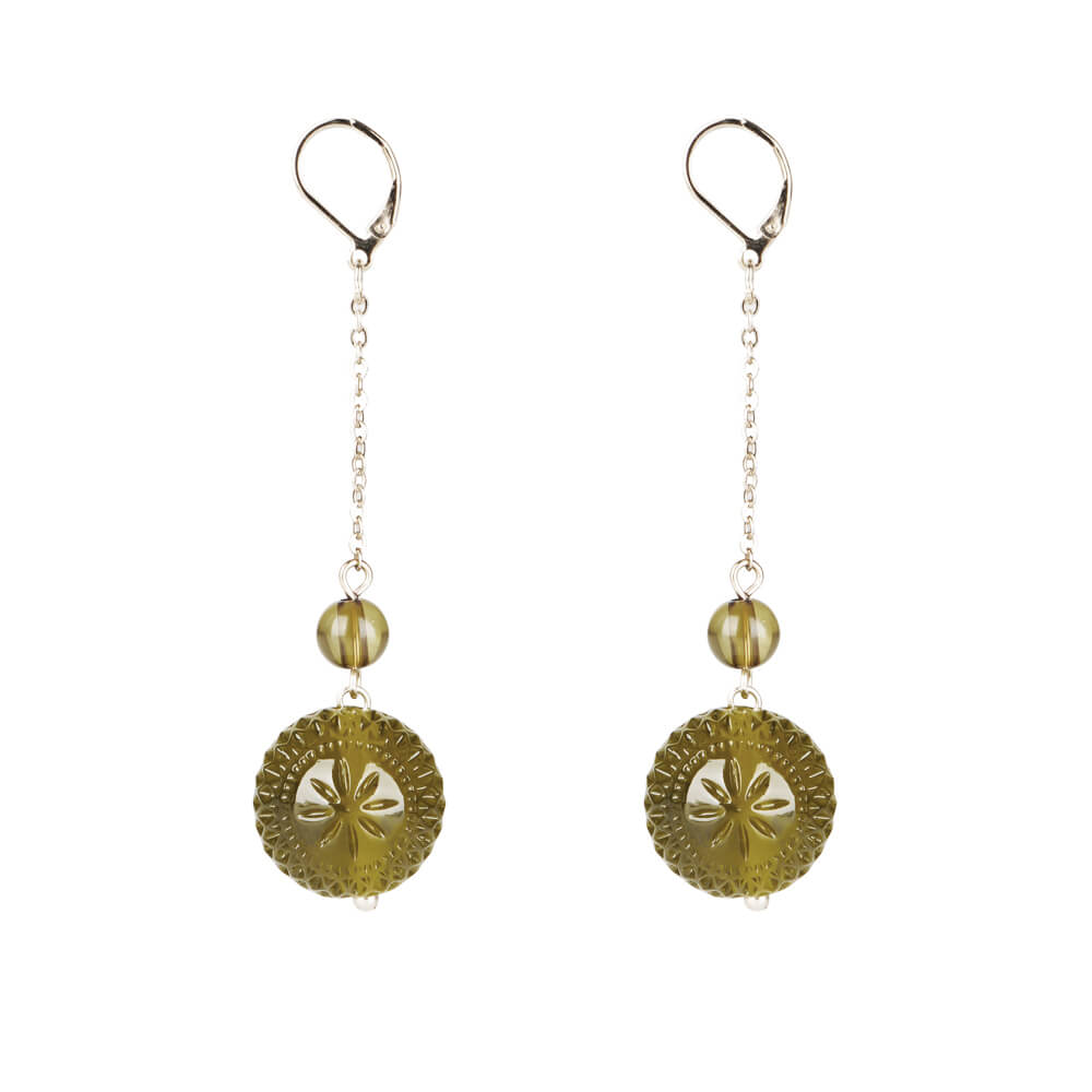 NEW IN Frosted Ball Drop Earrings Olive