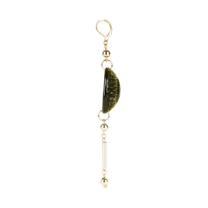 [SAMPLE SALE] Etched Disc Bar Earrings Olive