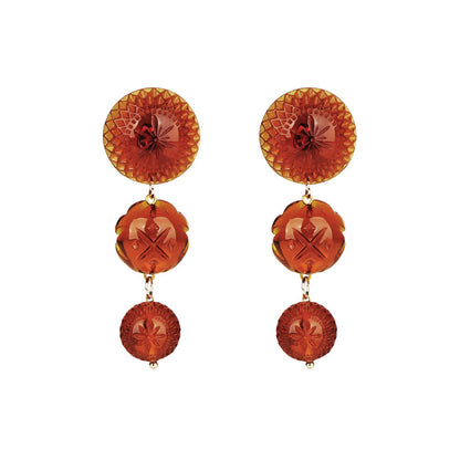 Drip Crystal Stud Earrings Amber