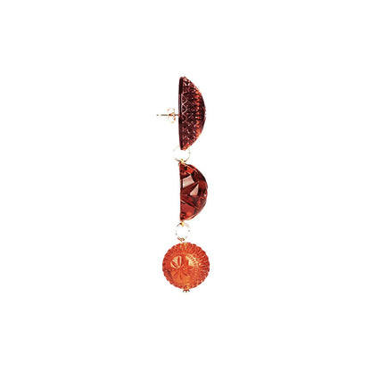 Drip Crystal Stud Earrings Amber