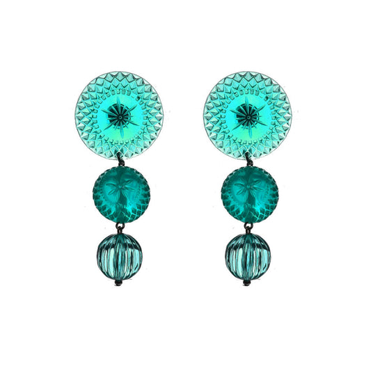 Drip Crystal Stud Earrings Turquoise