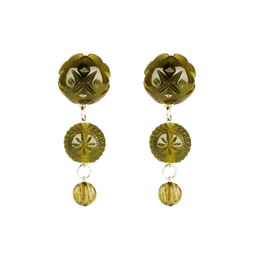 NEW IN Etched Drip Stud Earrings Olive