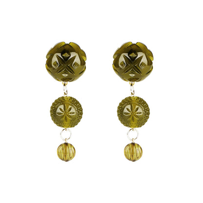 BEST SELLER Etched Drip Stud Earrings Olive