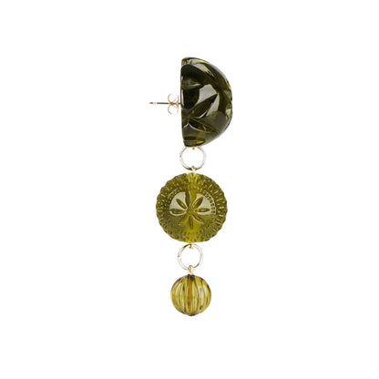 BEST SELLER Etched Drip Stud Earrings Olive